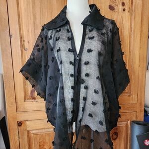 Sheer dressy “topper” shaw over the shoulder. Sheer jacket, dress cover up